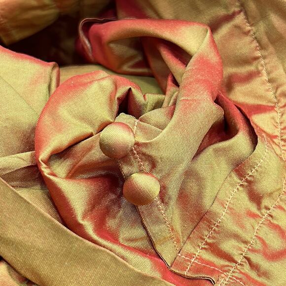 Richard K Tsao Womens Size ? Hand Woven Thai Silk Gold Belaro Ruffle Jacket - Picture 10 of 14